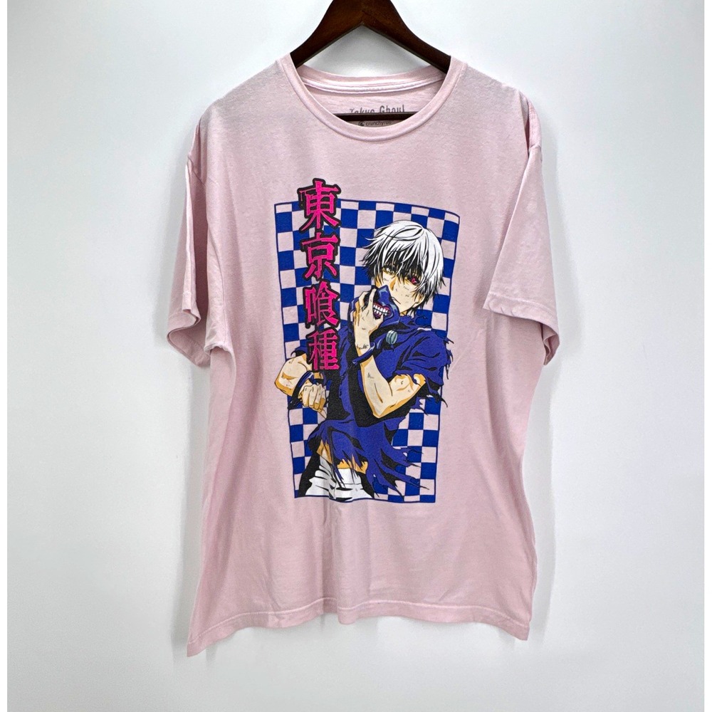 Crunchyroll Tokyo Ghoul Ken Kaneki Graphic T-Shirt Pink Mens XL Crew Neck